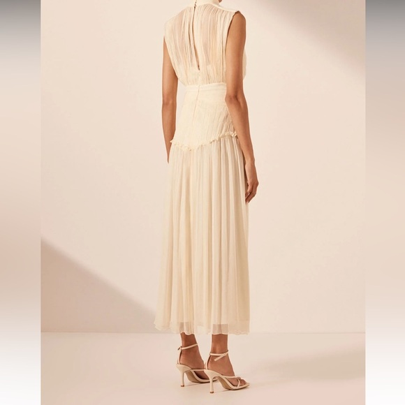 Clemence High Neck Midi Dress - Cream - Picture 4 of 13
